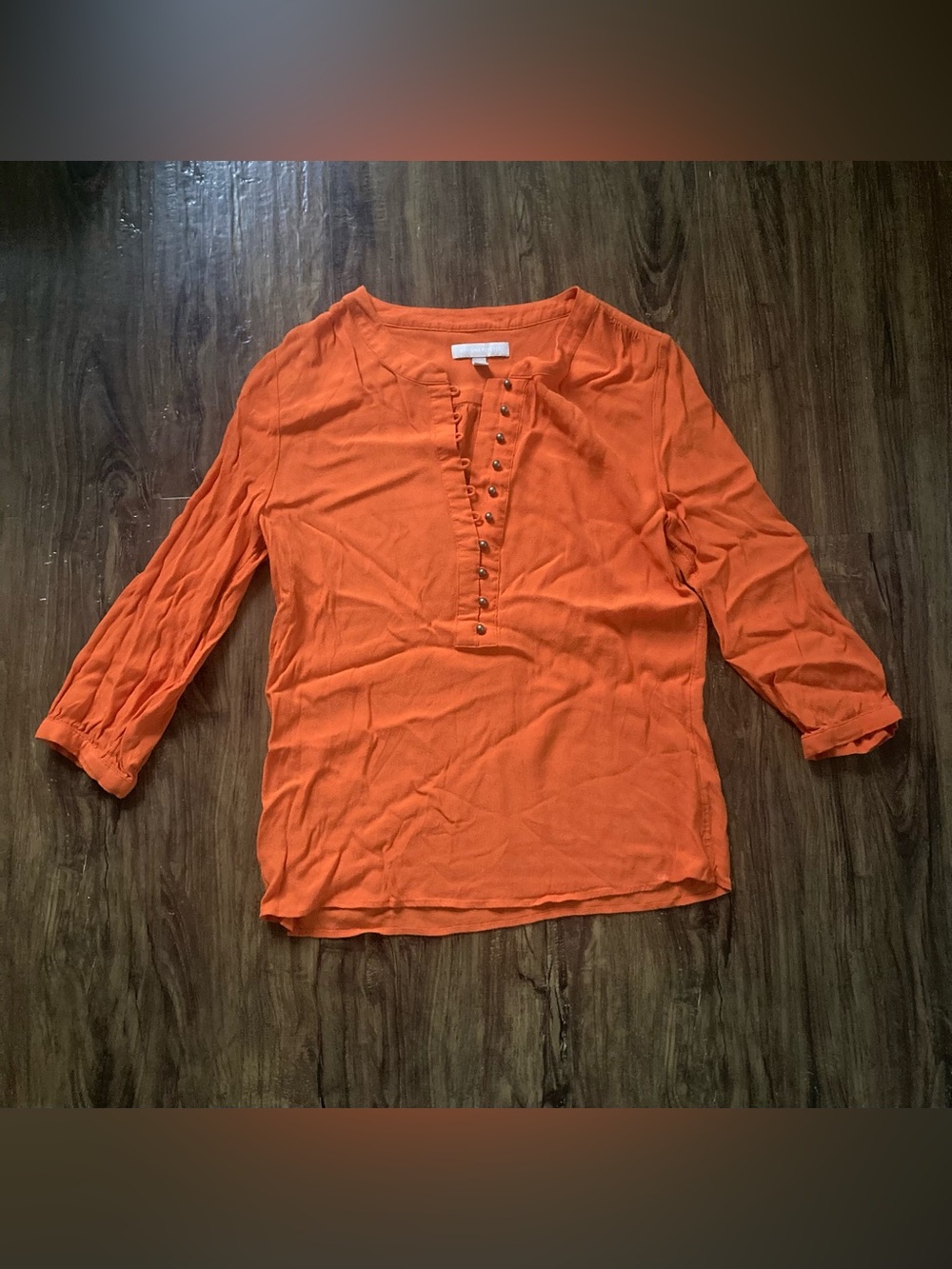 Banana Republic Orange Button-Front Tunic Top Size Small
